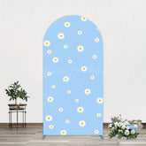 Lofaris Fresh Blue Spring Daisy Happy Birthday Arch Backdrop